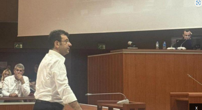 Imamoglu speaks in court against Erdogan over the diploma issue. Applause and chants from